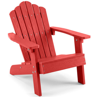 Kids Adirondack Chair All-weather Outdoor Chair for Children with Tilted High Backrest-Red