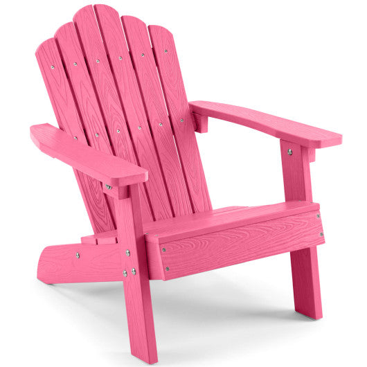 Kids Adirondack Chair All-weather Outdoor Chair for Children with Tilted High Backrest-Pink