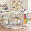 Kids Art Table and Chairs Set with 2 Chairs and Paper Roll-White