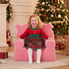 Kids Bear Sofa Toddler Foam Couch with Soft Fleece Fabric Cover-Pink