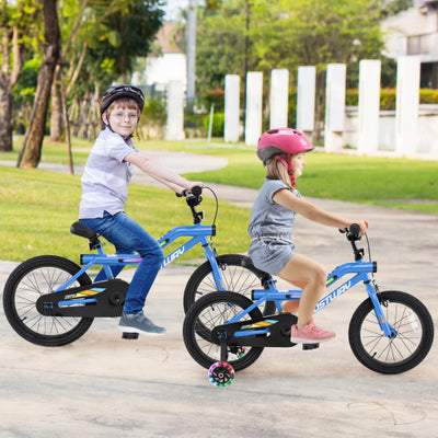 Patented 16 Inch Kids Bike LED Lighted Adjustable with Training Wheels for 4-7 Years Old Kids-16 inches