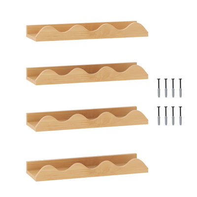 16 Inch Kids Bookshelf Set of 4 Floating Nursery Book Shelves for Decoration Book Toy Storage-Natural