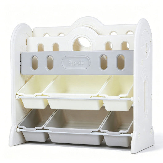 Kids Bookshelf and Toy Storage Organizer with 2 Front-Facing Racks