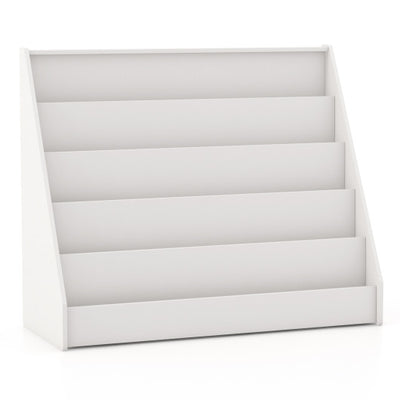 5-Tier Kids Bookshelf with Deep Compartments and Stable Baby Book Case-White