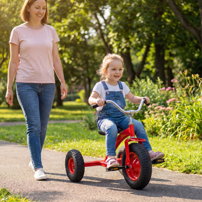 Kids Carbon Steel Bike with 15 Inch Inflatable Rubber Tires-Red
