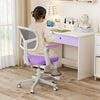 Kids Desk Chair Children Study Chair with Adjustable Height Armrest and Footrest-Purple