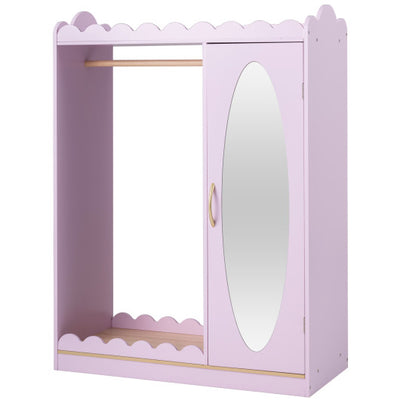 Kids Dress Up Storage with Full Length Mirror and Door Cabinet-Pink