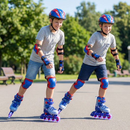 Kids Inline Skates with Light Up Wheels for Beginners Ages 9-14-Blue