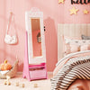 Kids Jewelry Armoire Freestanding Jewelry Cabinet with 3-Color Lighted Full Length Mirror-White