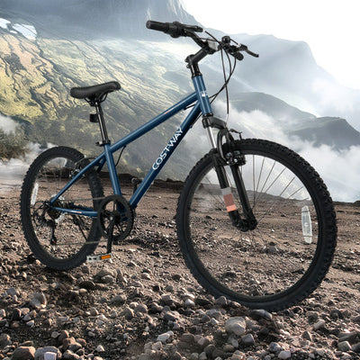 Kids Mountain Bike 20 24 Inch Child Bicycle for Boys Girls Aged 8+ Years Old Navy-24 Inch