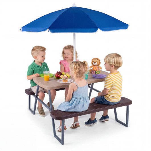 Kids Picnic Table with Benches Seats up to 4-Brown