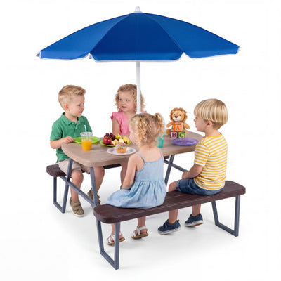 Kids Picnic Table with Benches Seats up to 4-Brown