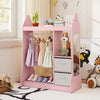Kids Play Armoire Dresser with Cloth Hanger-Pink