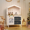 Kids Play Kitchen Children Toy Kitchen Playset with 2 Stoves and Rotation Knobs-White