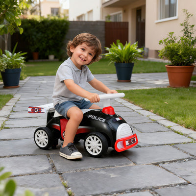 Kids Ride On Car Sliding Toy with Music and Under-Seat Storage-Black & Red