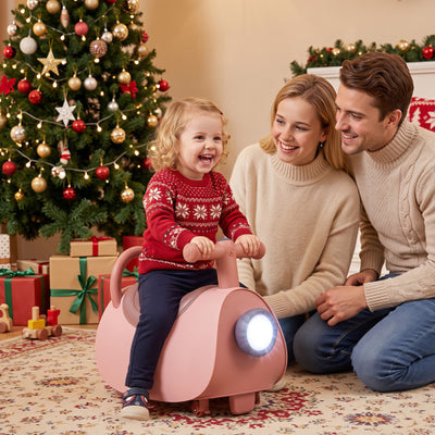 Kids Ride On Push Car with Headlight Music & Under Seat Storage for 18-36 Months-Pink