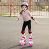 Kids Roller Skates 4 Sizes Adjustable Quad Skates with Light-up Wheels-Rose Red