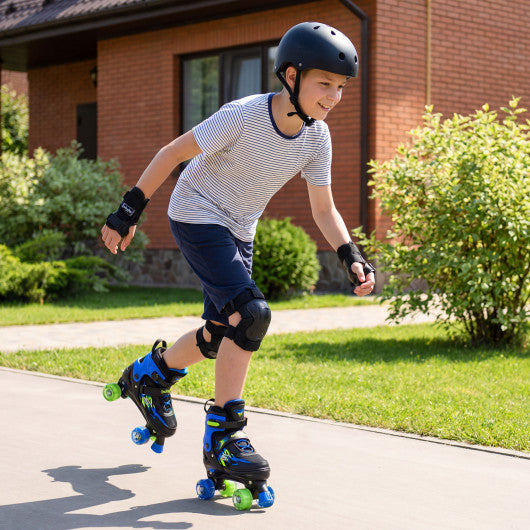 Kids Roller Skates for Girls Boys Teens 4 Sizes Adjustable Quad Skates with Light-up Wheels-Navy