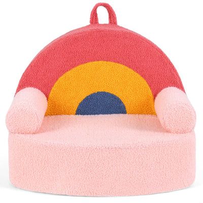 Kids Sofa Toddler Foam Couch with Soft Fleece Fabric Cover-Red