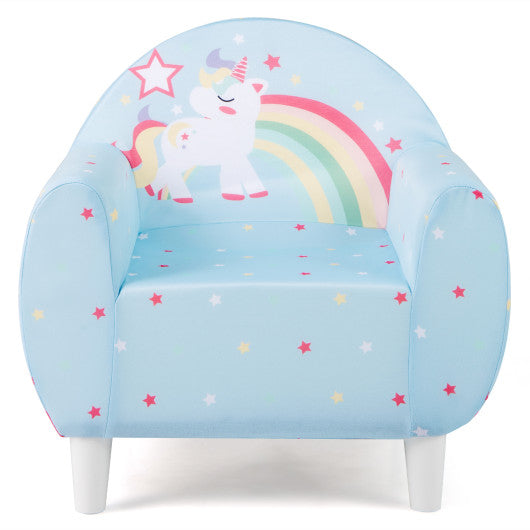 Kids Sofa with Breathable Spandex Fabric and High-density Sponge Filling for Boys and Girls-Blue
