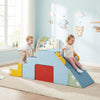 Kids Soft Foam Blocks with Velvet Covers Convertible Table and Chair Set-Blue