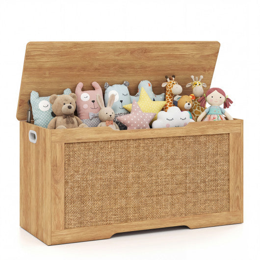 Kids Storage Bench 40 Inch Toy Box with Flip Top and Handles-Natural