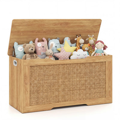 Kids Storage Bench 40 Inch Toy Box with Flip Top and Handles-Natural