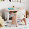 Kids Table and Chair Set with Flip-Top Bookshelf-Pink