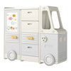 Kids Toy Storage Organizer Bus-shaped Children Cabinet with 4 Pull-out Drawers with Handles-Gray - Gray