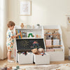 Kids Toy Storage Organizer with Flip-up Blackboard-White