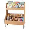 Kids Toy Storage Organizer Wooden Montessori Bookshelf with 2 Storage Bins-Natural