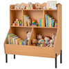 Kids Toy Storage Organizer Wooden Montessori Bookshelf with 5 Storage Cubes-Natural