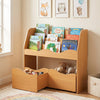 Kids Toy Wooden Storage Organizer with 2 Rolling Drawers for Kids Room-Natrual