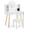 Kids Vanity Set with Lighted Mirror and Storage Drawers-White