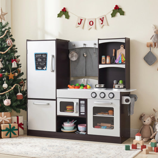 Kids Wooden Modern Kitchen Cooking Pretend Play Set