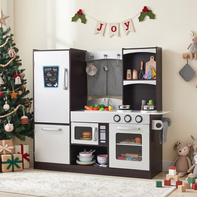 Kids Wooden Modern Kitchen Cooking Pretend Play Set