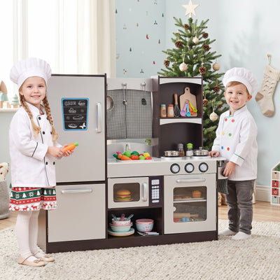 Kids Wooden Modern Kitchen Cooking Pretend Play Set