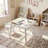Kids Wooden Table and Chairs Set 3-Piece Toddler Furniture with Pine Wood Frame-White