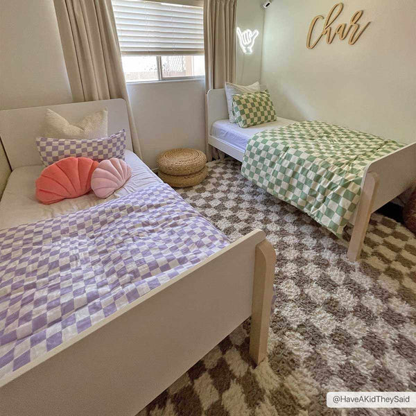 Kieu Taupe Checkered Shag Rug