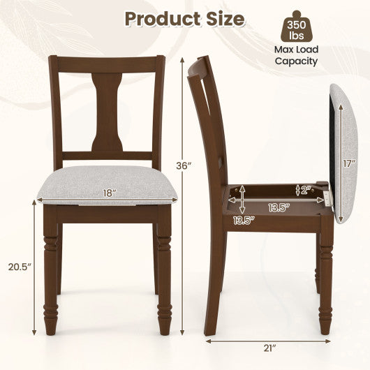 Set of 2 Kitchen Dining Chair with Linen Fabric and Storage Space-Brown