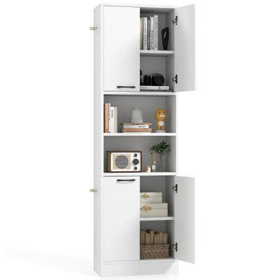 75 Inch Kitchen Pantry Cabinet Tall Cupboard with Doors and Shelves-White