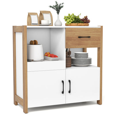 Kitchen Storage Cabinet with Drawer Pull-Out Shelf and 2 Doors-White