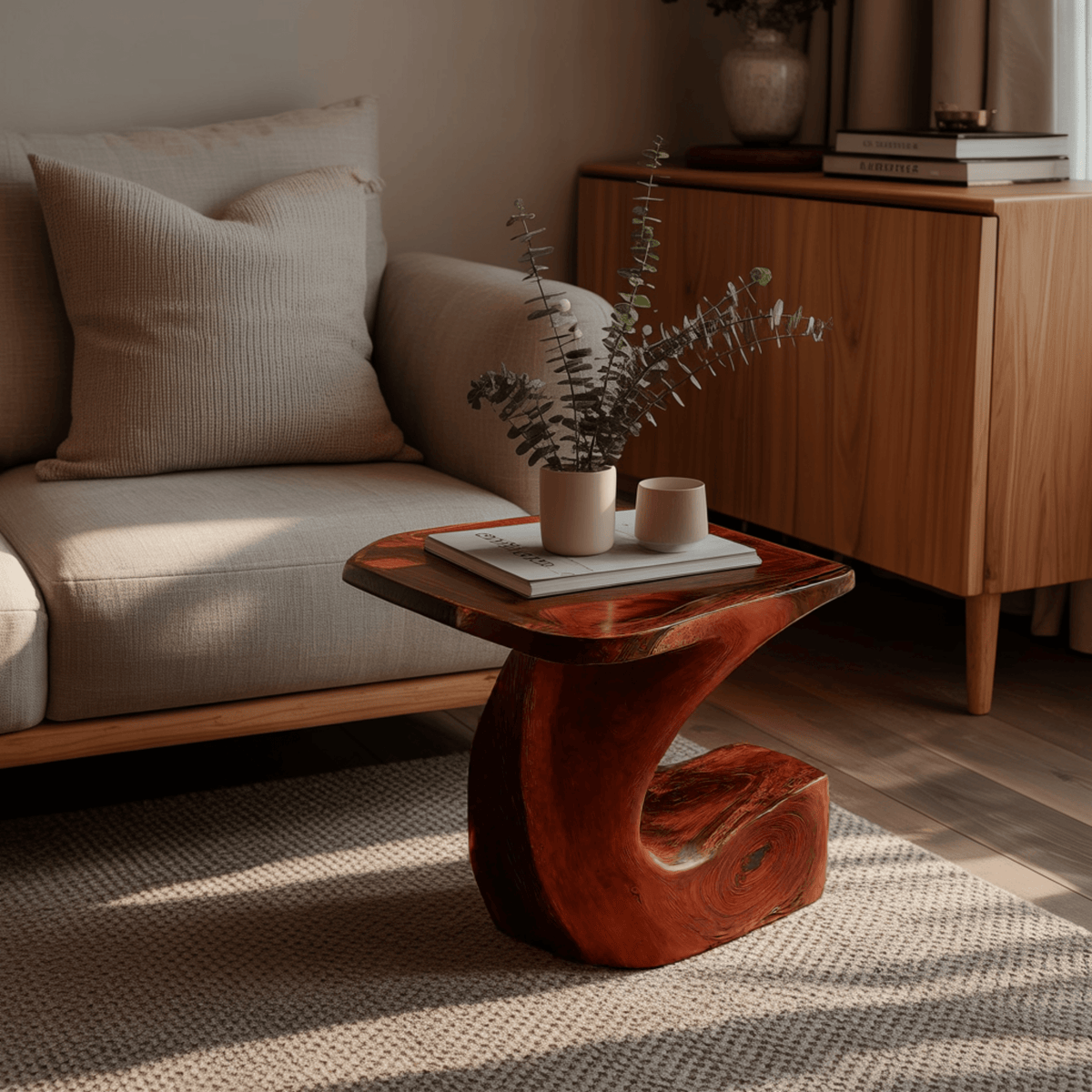 Kora Curve Solid Wood Side Table
