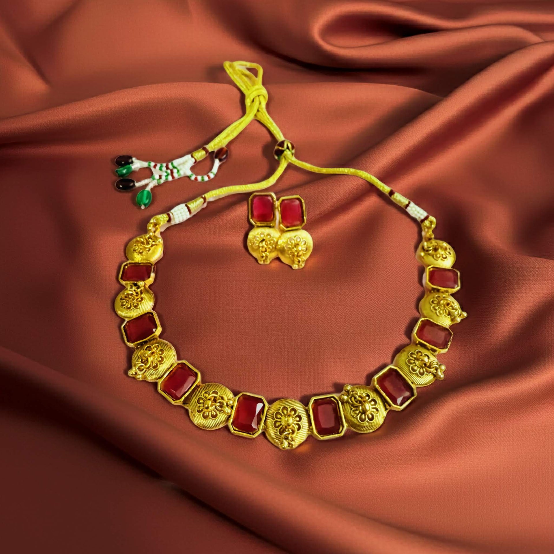Premium Ruby Kundan Set 22K Gold-Plated LeDeSaRa Lifestyle