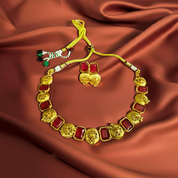 Premium Ruby Kundan Set 22K Gold-Plated LeDeSaRa Lifestyle
