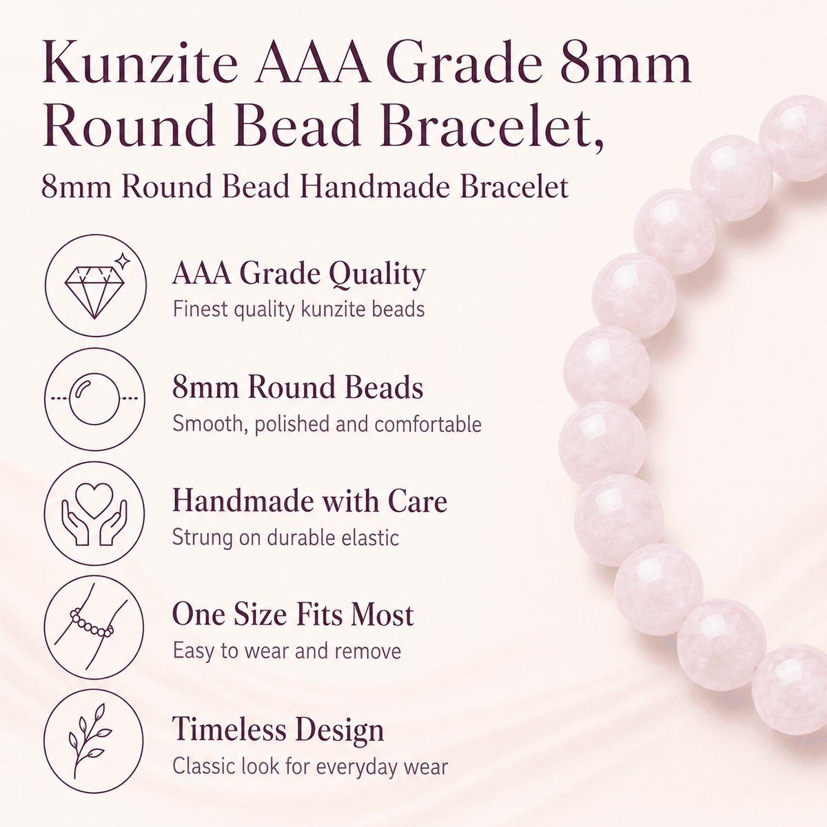 Kunzite Bracelet (Creativity and Unity Of Heart And Will).