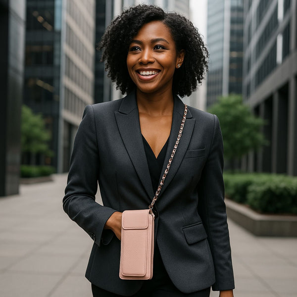 Leather Pink Crossbody Bag Phone Wallet - Columbus