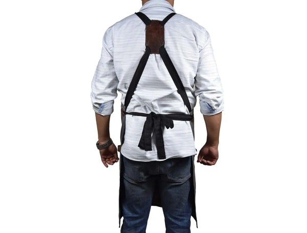 Fremont Leather Canvas Apron - Grey - Gifts for You 'n Me
