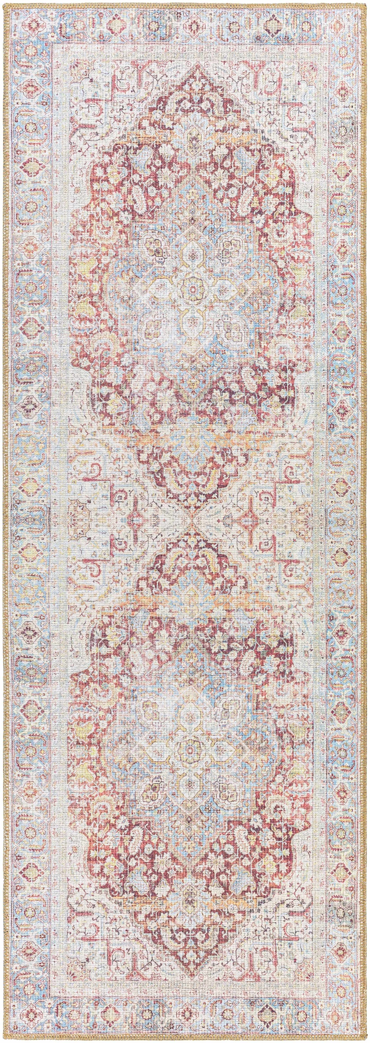 Cream Rust Leeston Washable Rug - Clearance