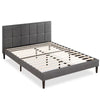 Queen size Grey Upholstered Platform Bed Frame with Padded Headboard
